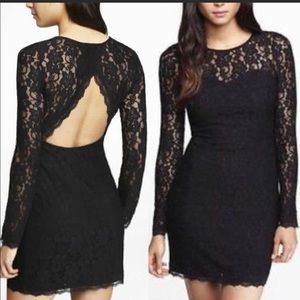 Excellent condition. Express Dress Express Black Lace Open Back Sleeve dress